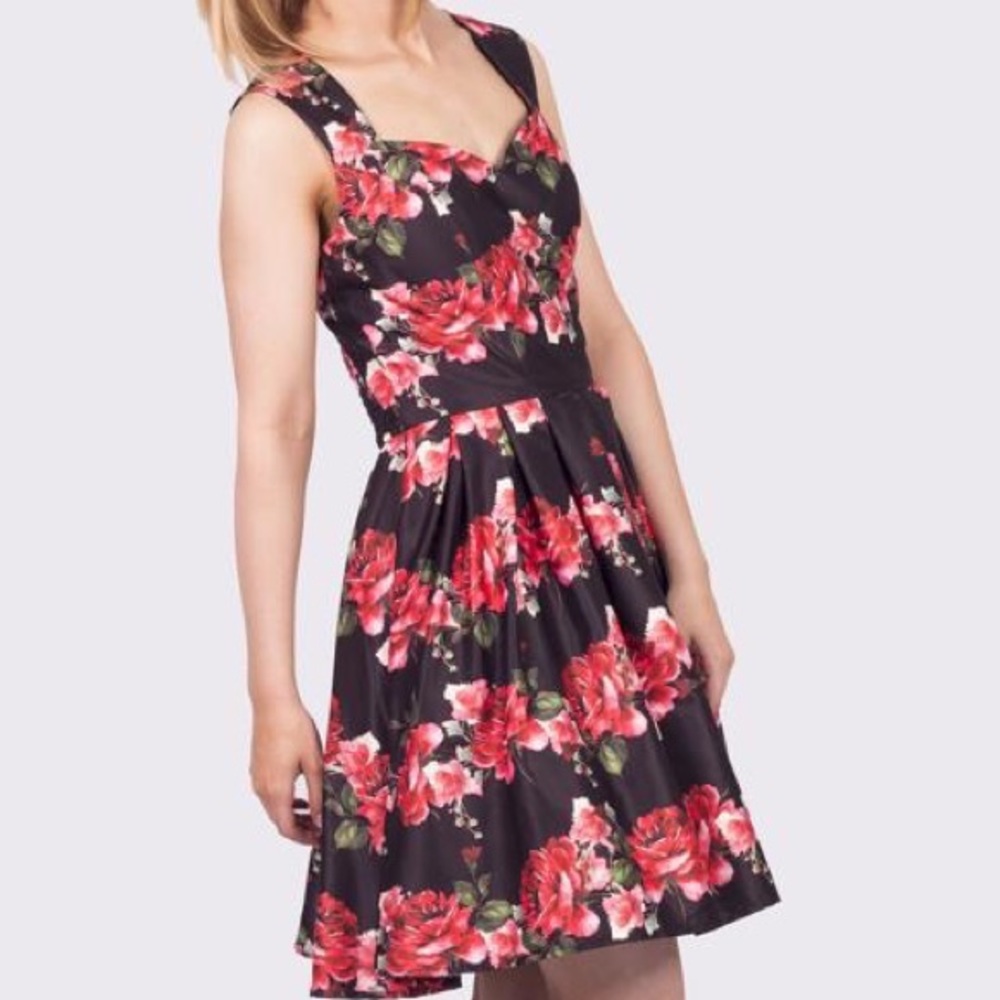 Red and Black Flower Dress
